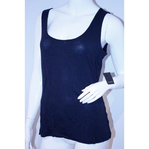 TAHARI COLLECTION Gina Knit TANK TOP Shirt Spring NAVY  BLUE Sleeveless M - Picture 1 of 1